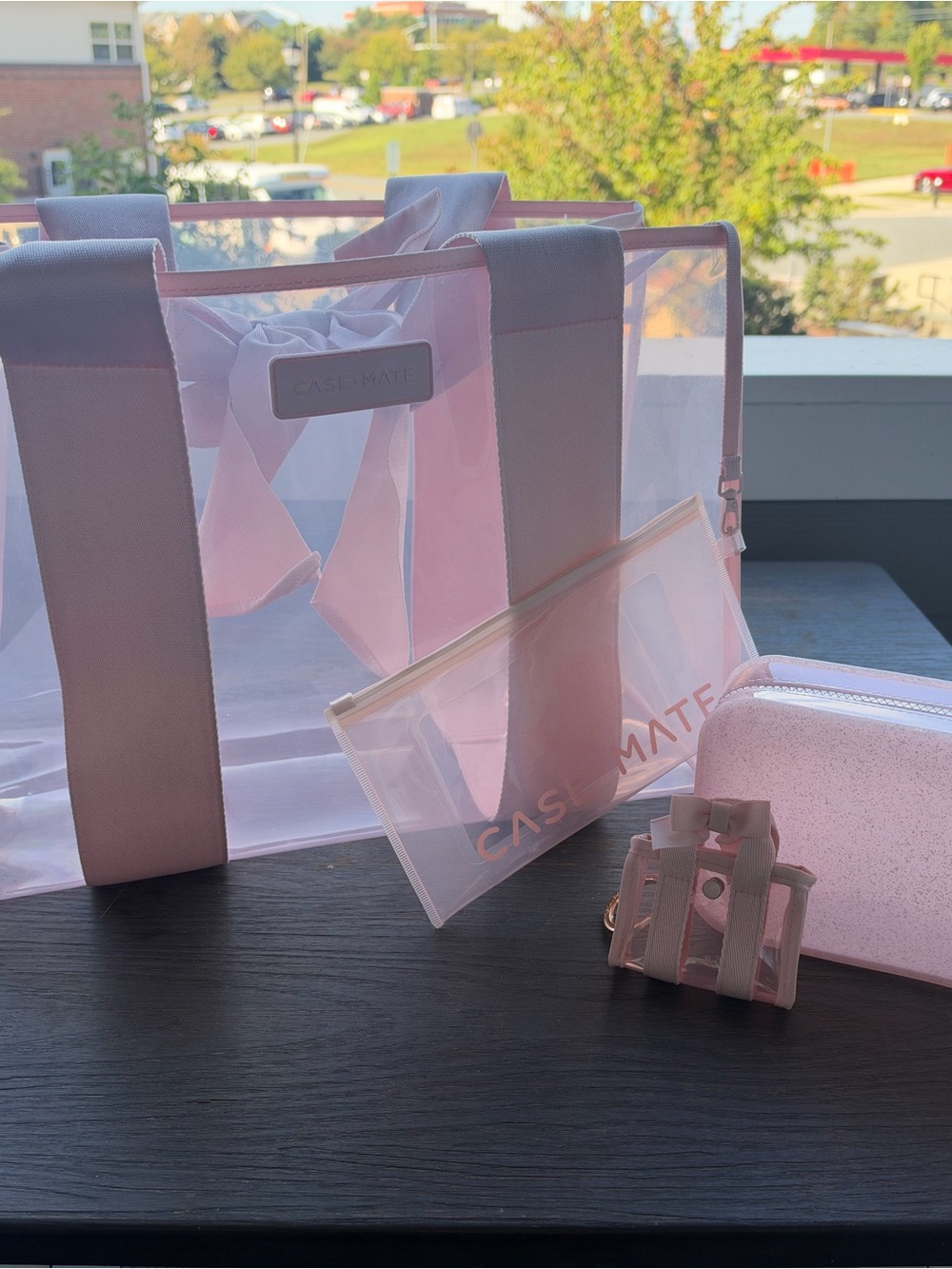 case-mate Blush Pink Clear Tote with Matching Pouches